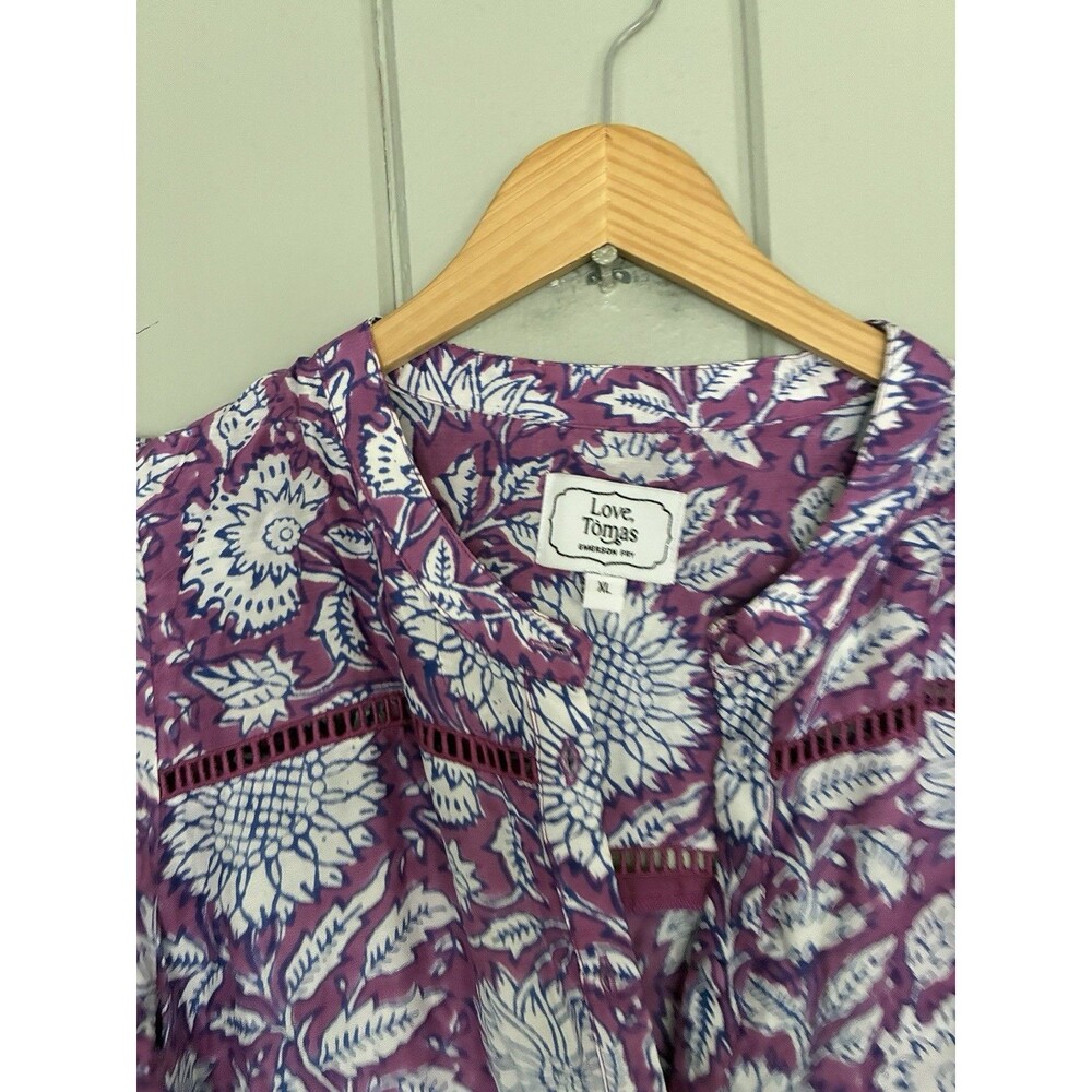 Emerson Fry Maxi Dress XL Lucy 4 Love Thomas Long Floral Purple Boho Button - Picture 2 of 8